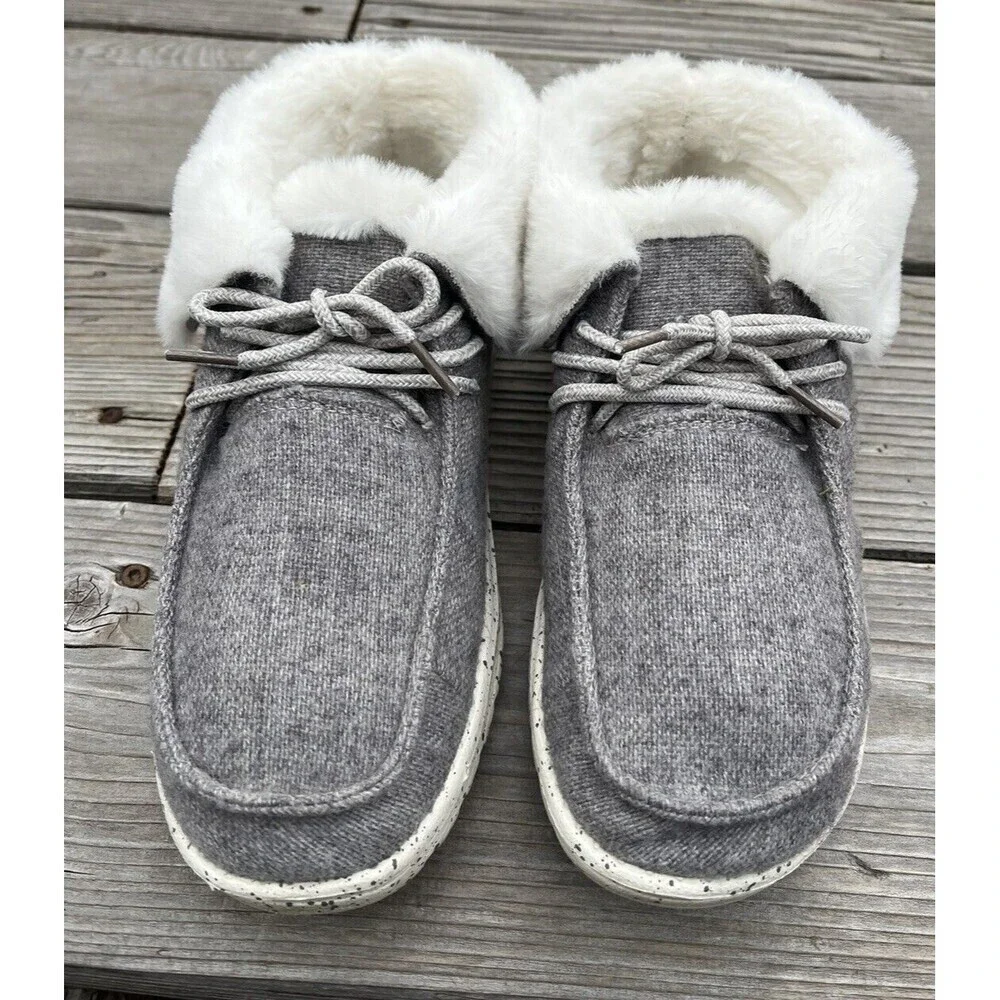 Hey Dude Britt Women’s 7 Faux Fur Lined Ankle Booties Shoes - Charcoal